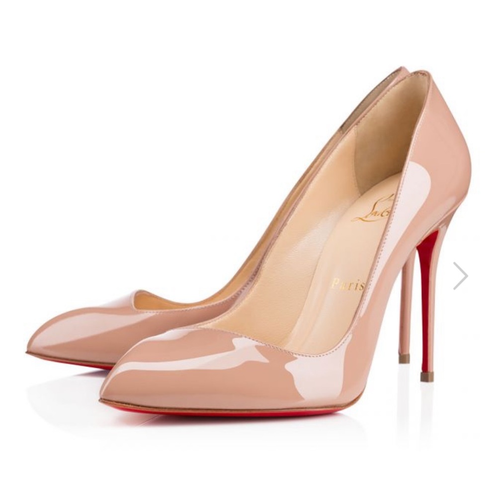 Christian Louboutin Patent Corneille 100 Pumps Nude 37 EU